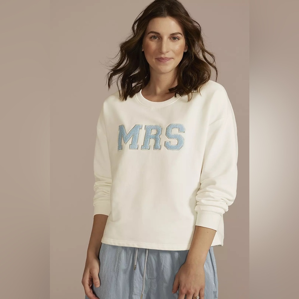 White 'MRS' Patch Sweatshirt- NWT